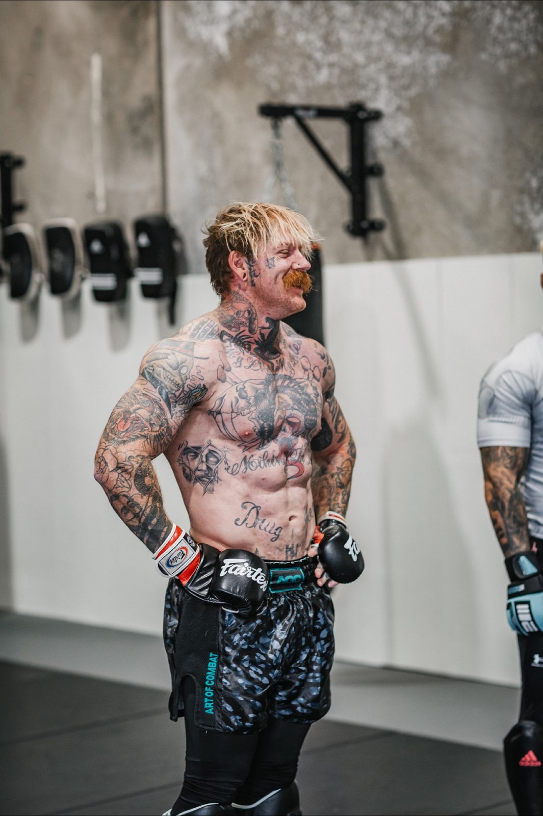 Striker in Muay Thai shorts