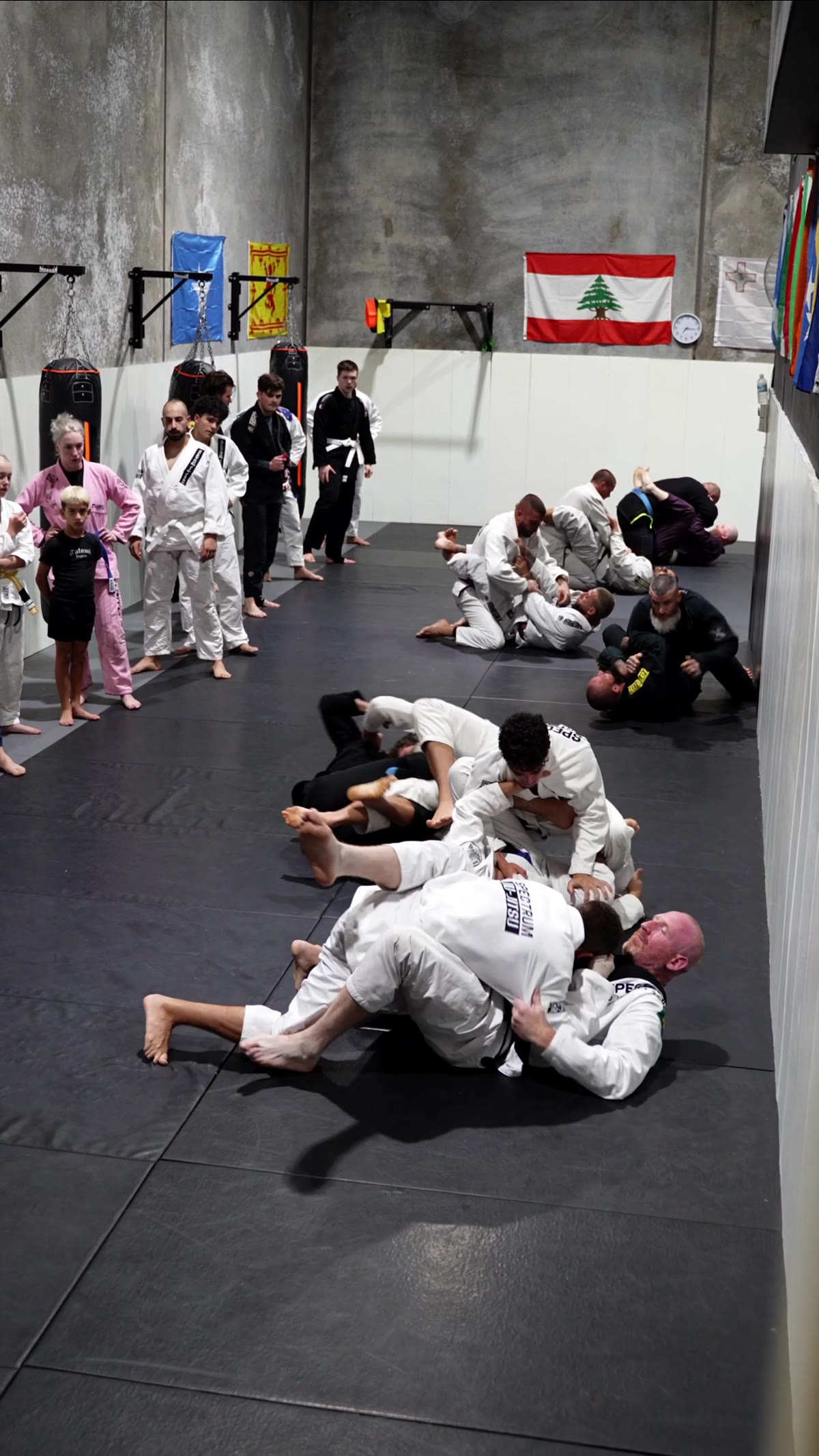 Class rolling under the flags