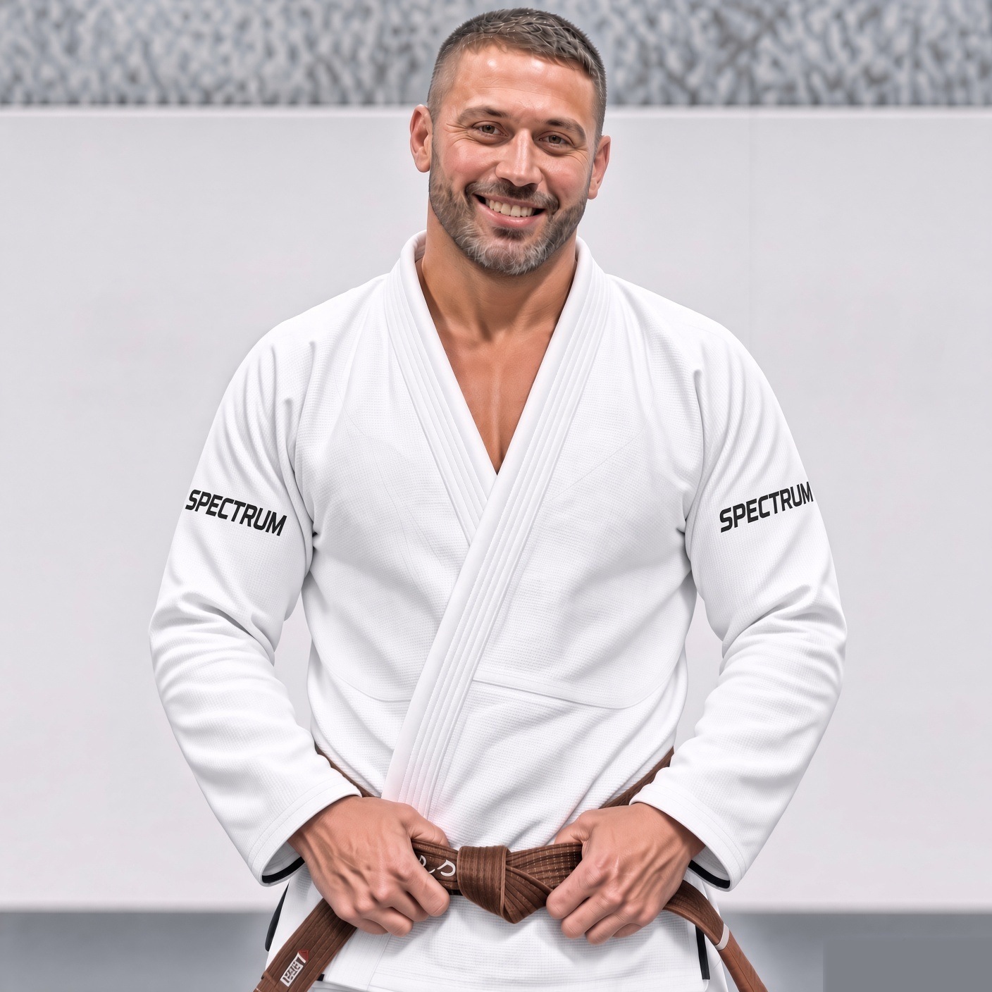 Adult Spectrum lightweight BJJ uniform, white, front