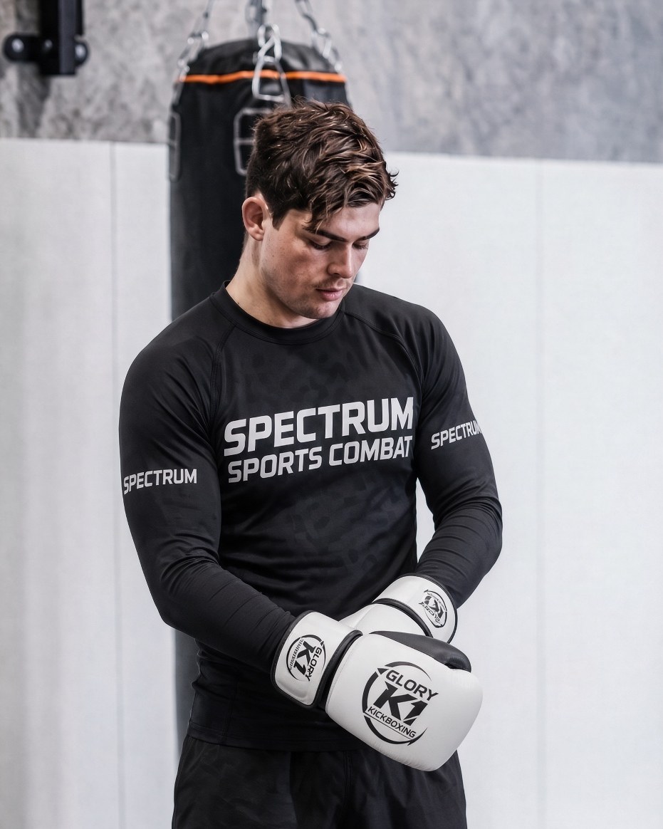 Spectrum K1 14oz boxing gloves, white leather Velcro