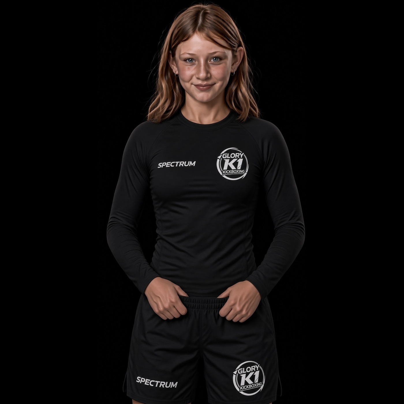 Kids NO GI UNIFORM, black, Spectrum and Glory K1 rash and shorts